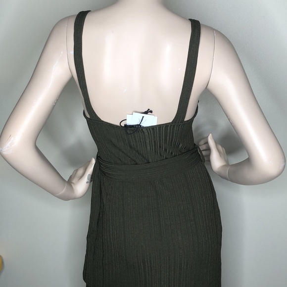Olive Belted ribbed Dress - Picture 13 of 14